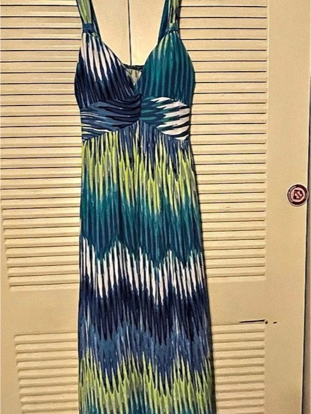 Abstract Print Maxi Dress in Blue & Green Like New
